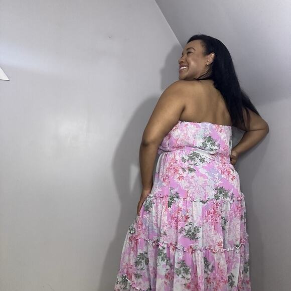 Express Floral Maxi Dress Large Tiered Fairy Coquette Cottagecore Ruffles Flowy - Picture 4 of 9